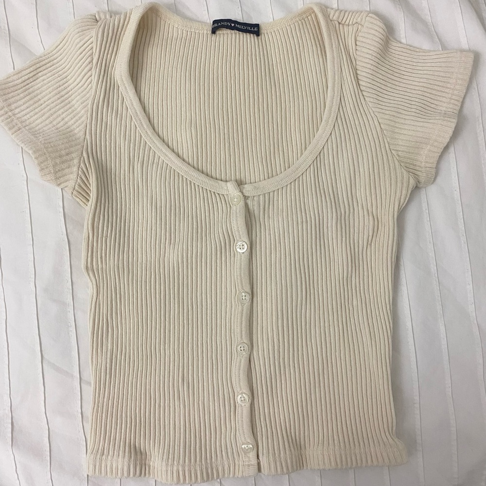 off white button brandy crop top